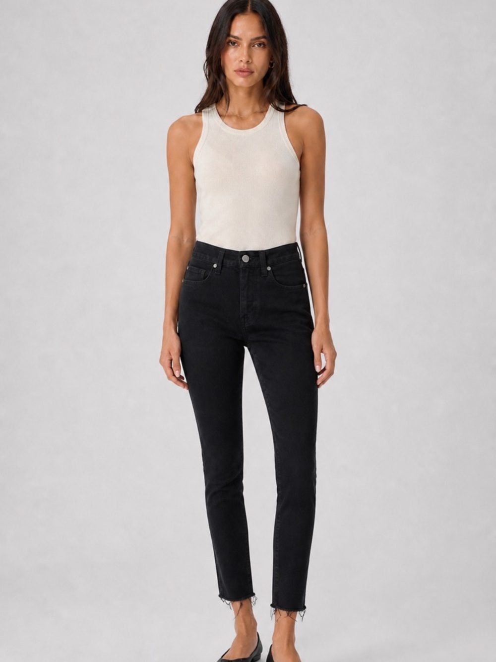 PAIGE Black Skinny Jeans Womens 24 Raw Hem High Rise Stretch Denim